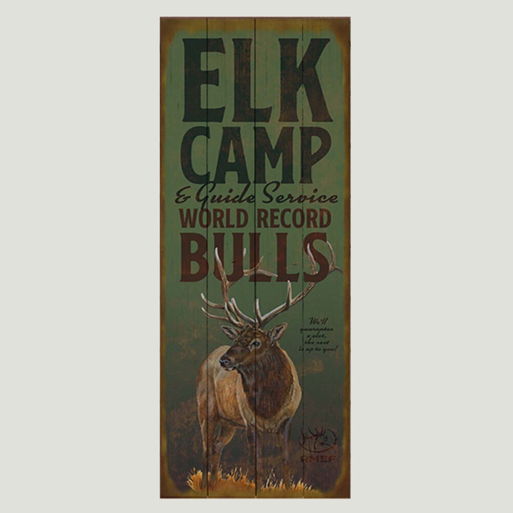 Elk Camp Wood Plank Sign